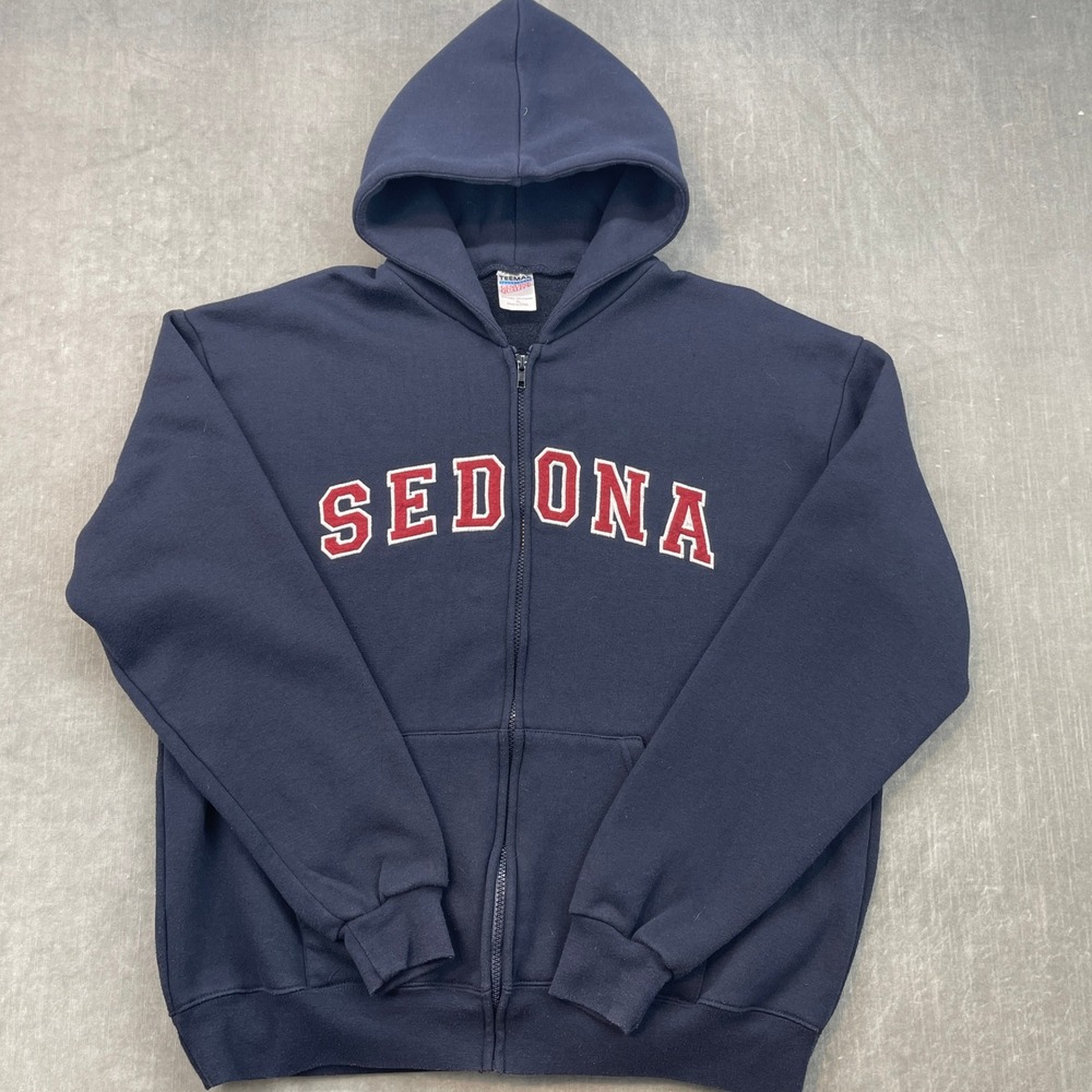 Sedona Mens XL Navy Blue Full Zip Up Hoodie‎ Sweatshirt TEEMAX